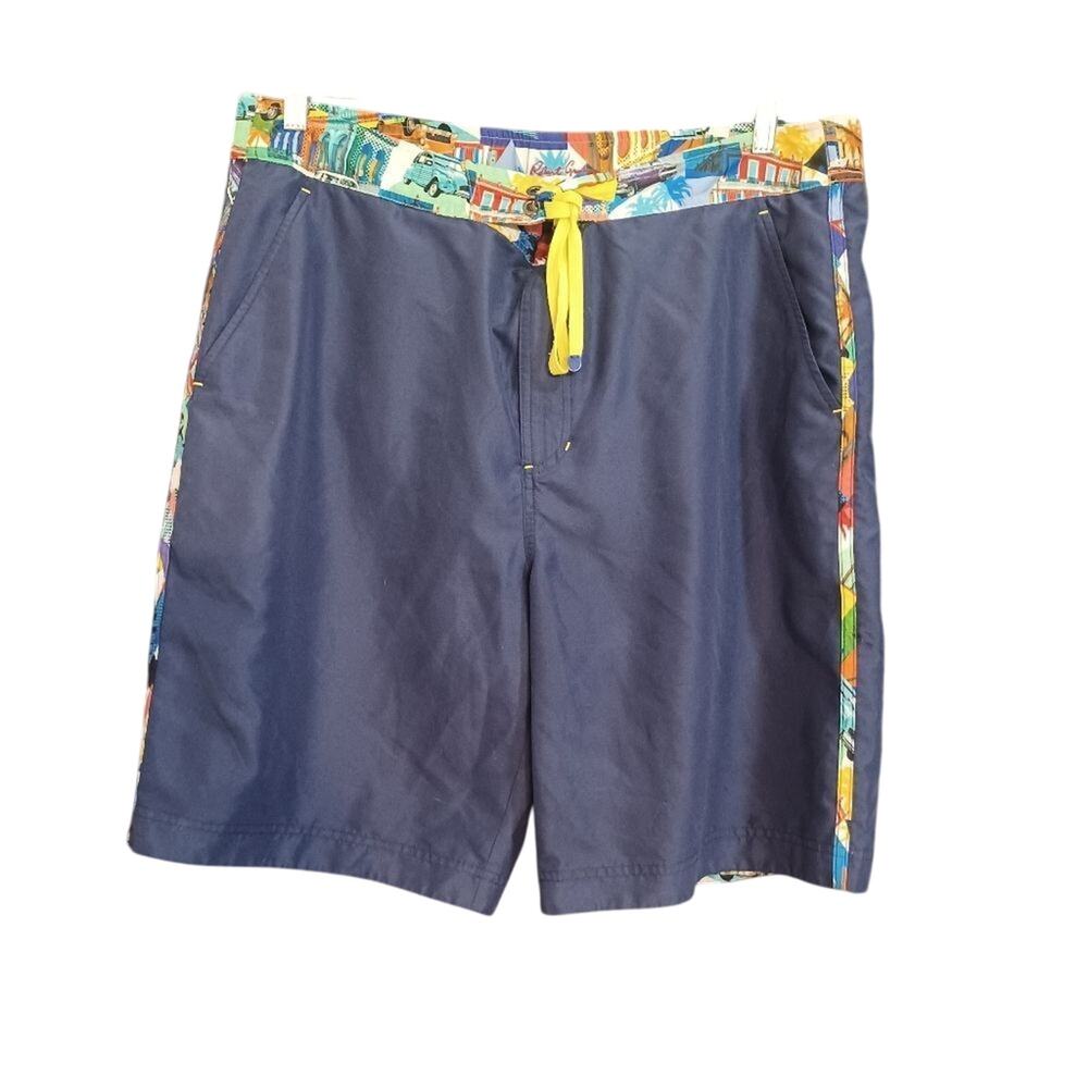 Robert Graham Dos Rios Swim Trunks - Men's Size 40 - Navy